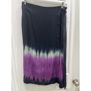 Raquel Allegra Ombre Black and Purple Wrap Skirt Sz 3 US Large